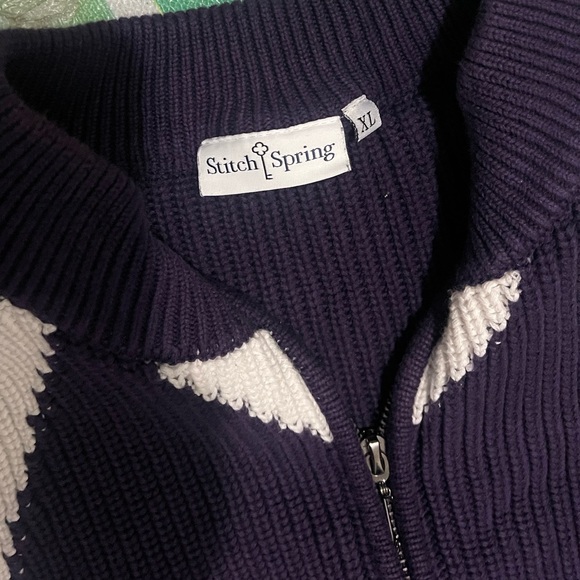 STITCH SPRING Choso intarsia knit double zip sweater - Picture 3 of 4